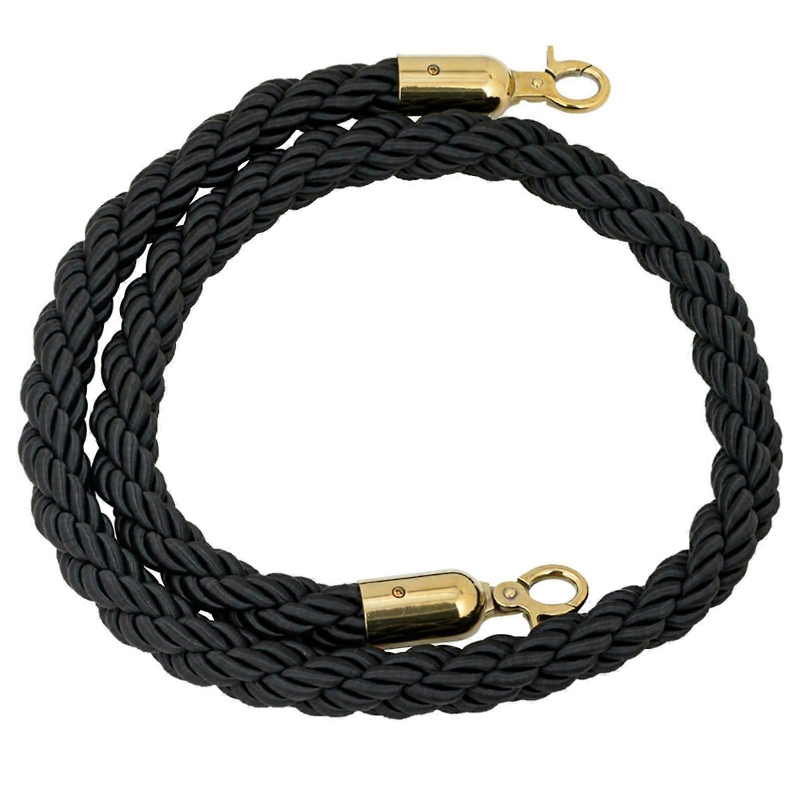 Crowd Control Rope Black Braided Stanchion Rope 3ft Durable Polyester for Luxury Event Barrier