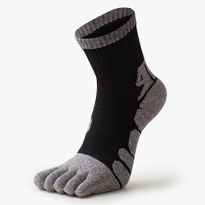 5pcs Women's Mid-Calf Thickened Toe Socks, Warm Athletic Running Socks Outdoor