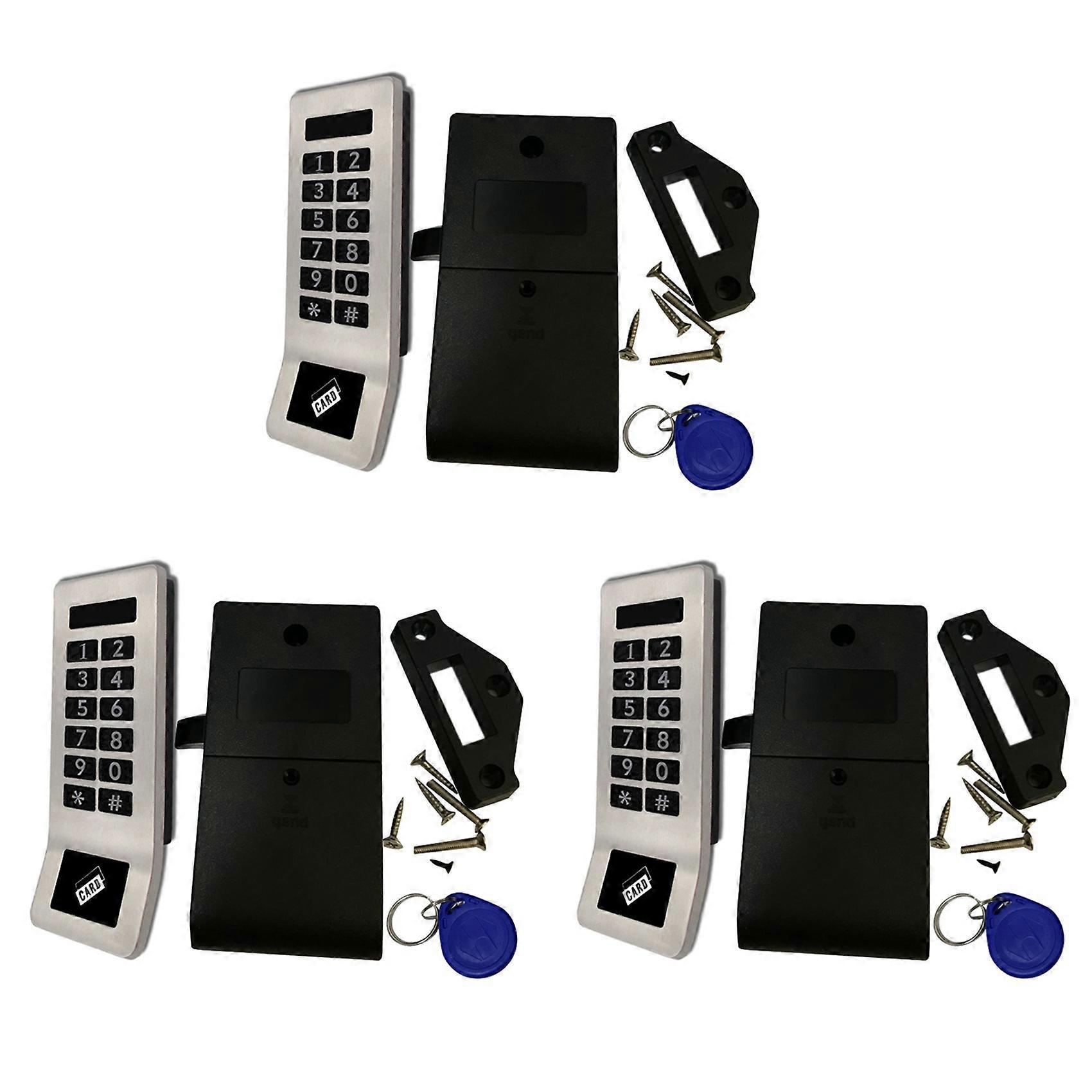 3X Stainless Steel Panel Digital Electronic RFID & Password Keypad Number Cabinet Door Code Lock with PULLER