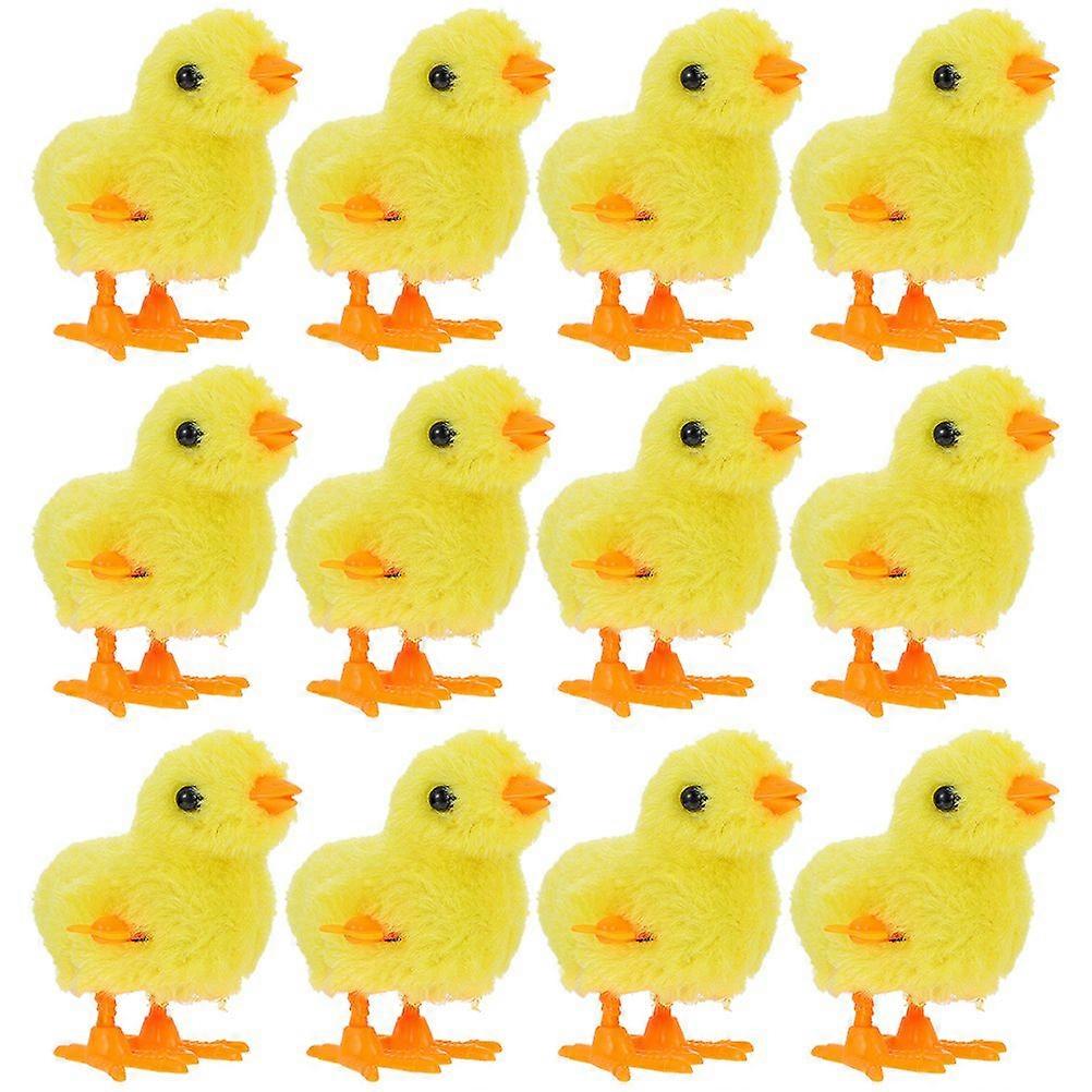 12pcs Wind-up Toys Small Chicken Clockwork Toys Simulation Chicken Clockwork Plaything