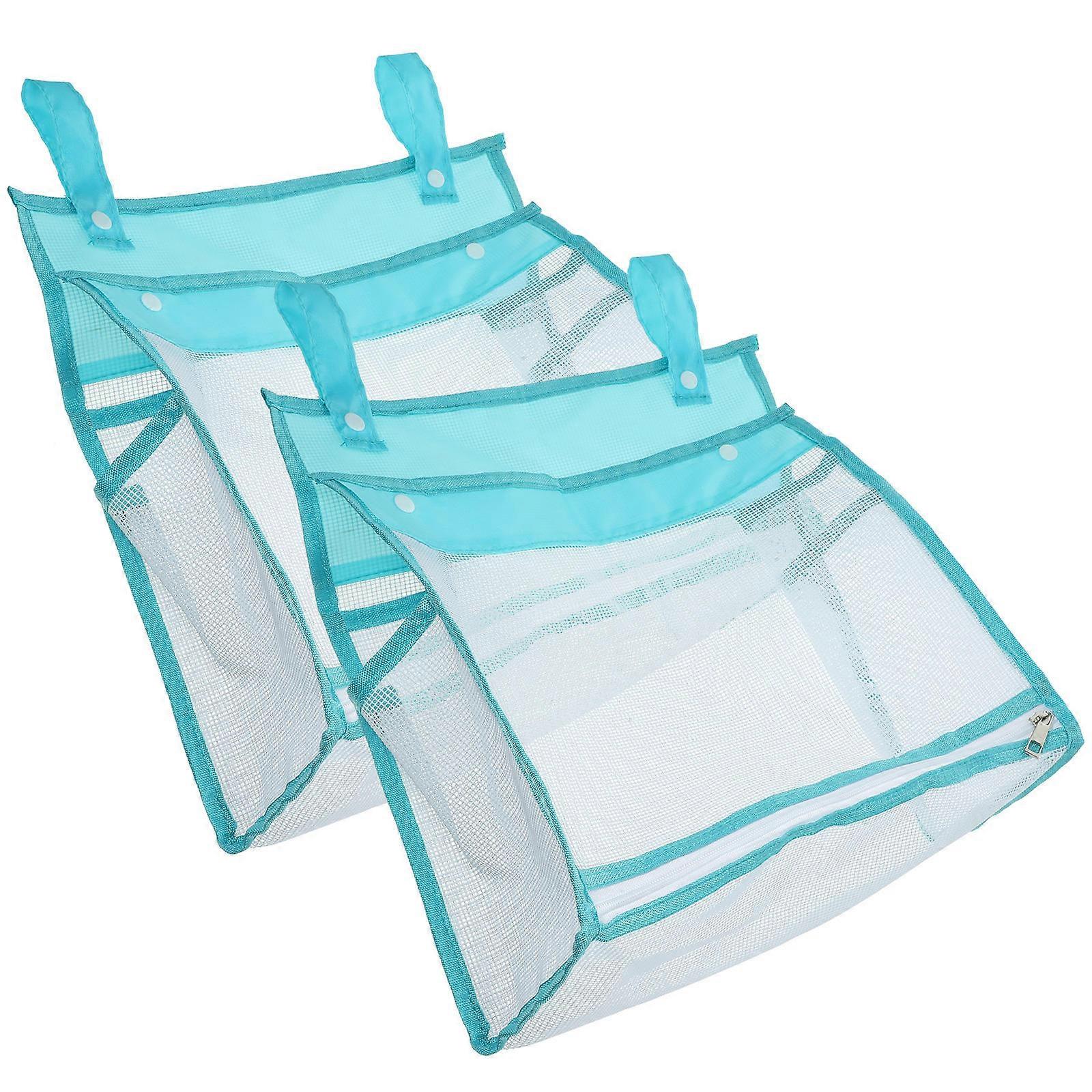 Bath Plaything Storage Bag for Storage Use 2Pcs Sky-Blue Mesh Organizer PVC