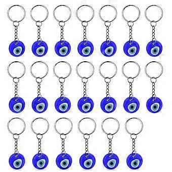 20PCS Turkish Evil Eye Keychain Blue Glass Amulet with Keyring for Good Luck and Protection