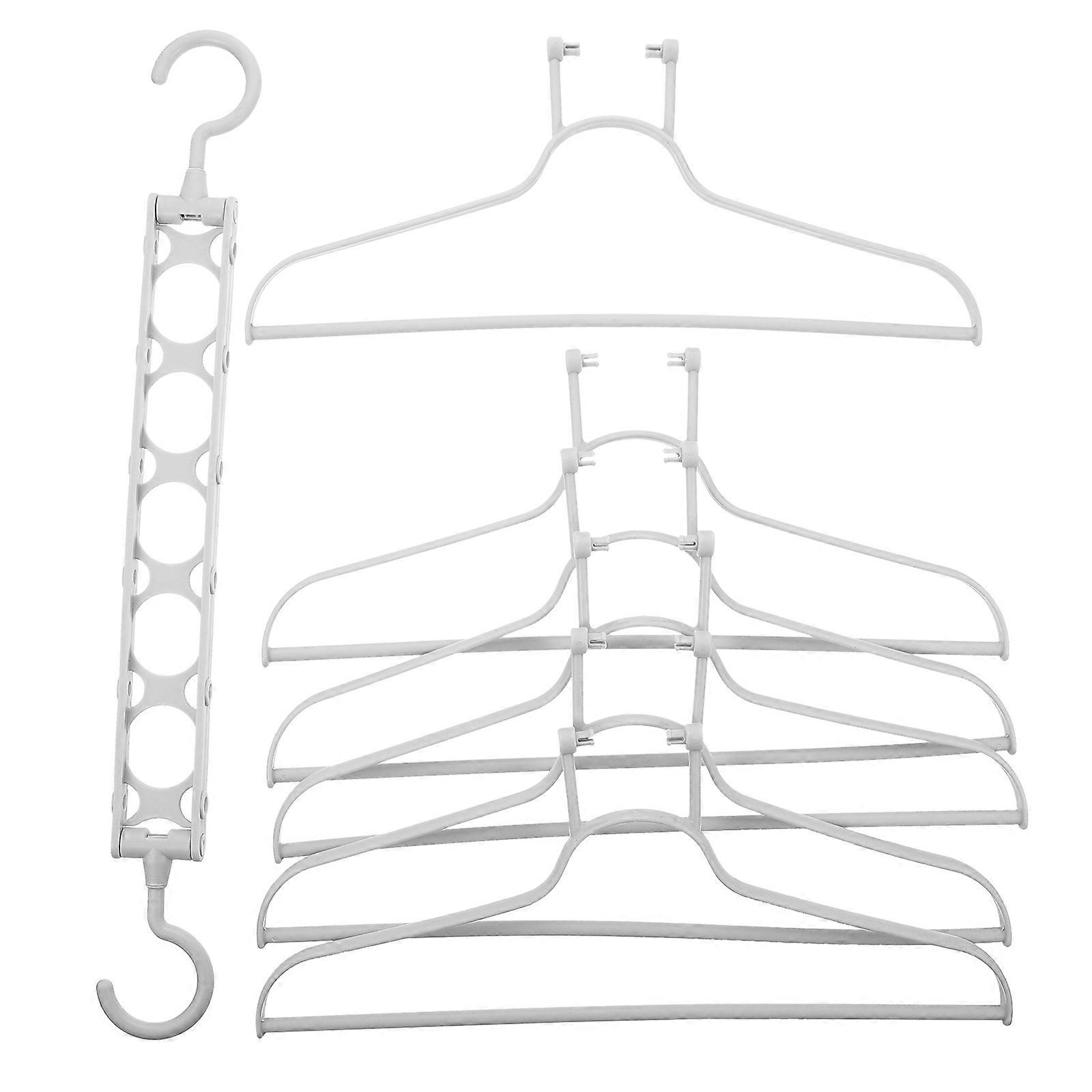 3Pcs Foldable Clothes Rack Multifunctional Grey Plastic Clothes Rack