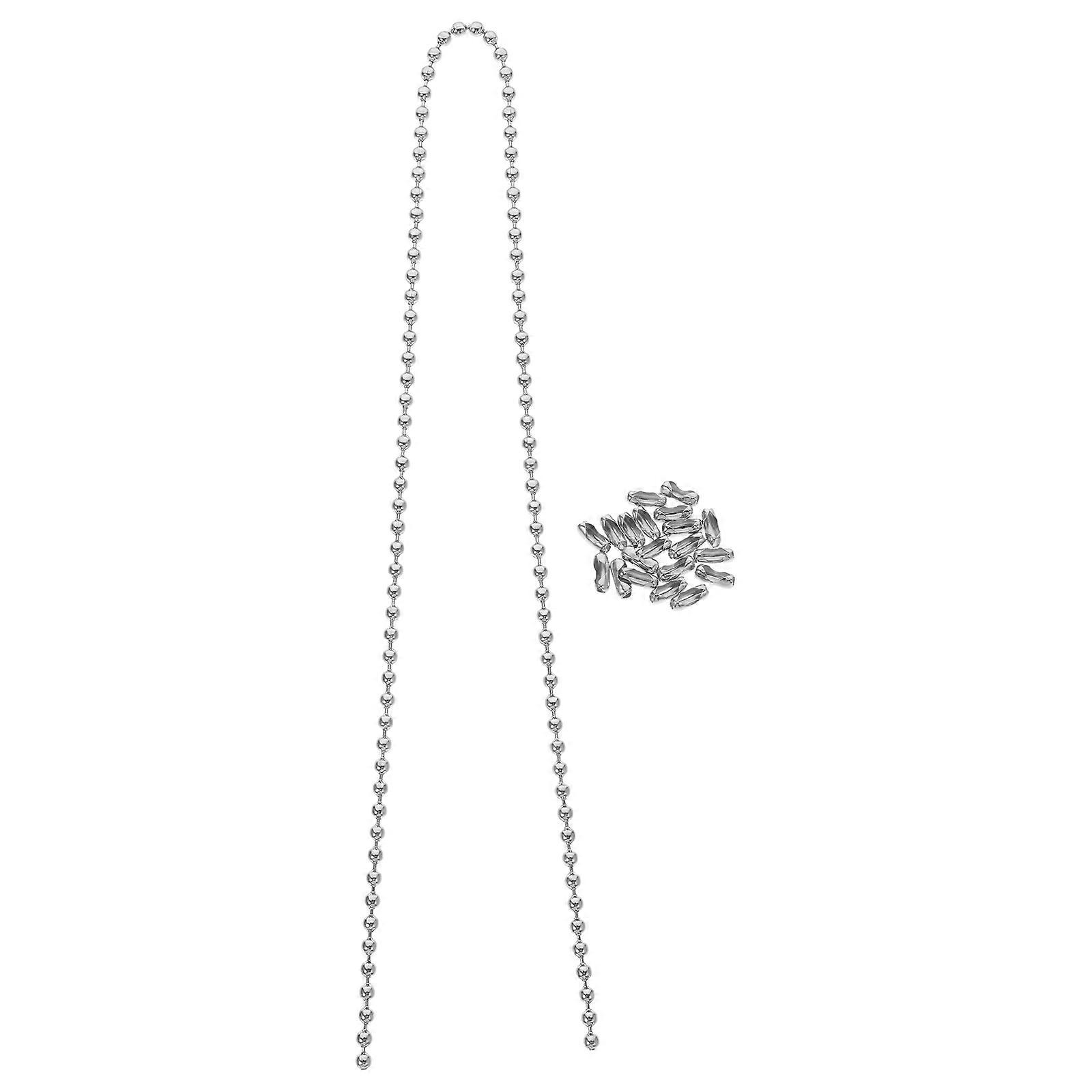 Beaded Pull Chain with Connector for Lamp and Fan Use 5Set Silver