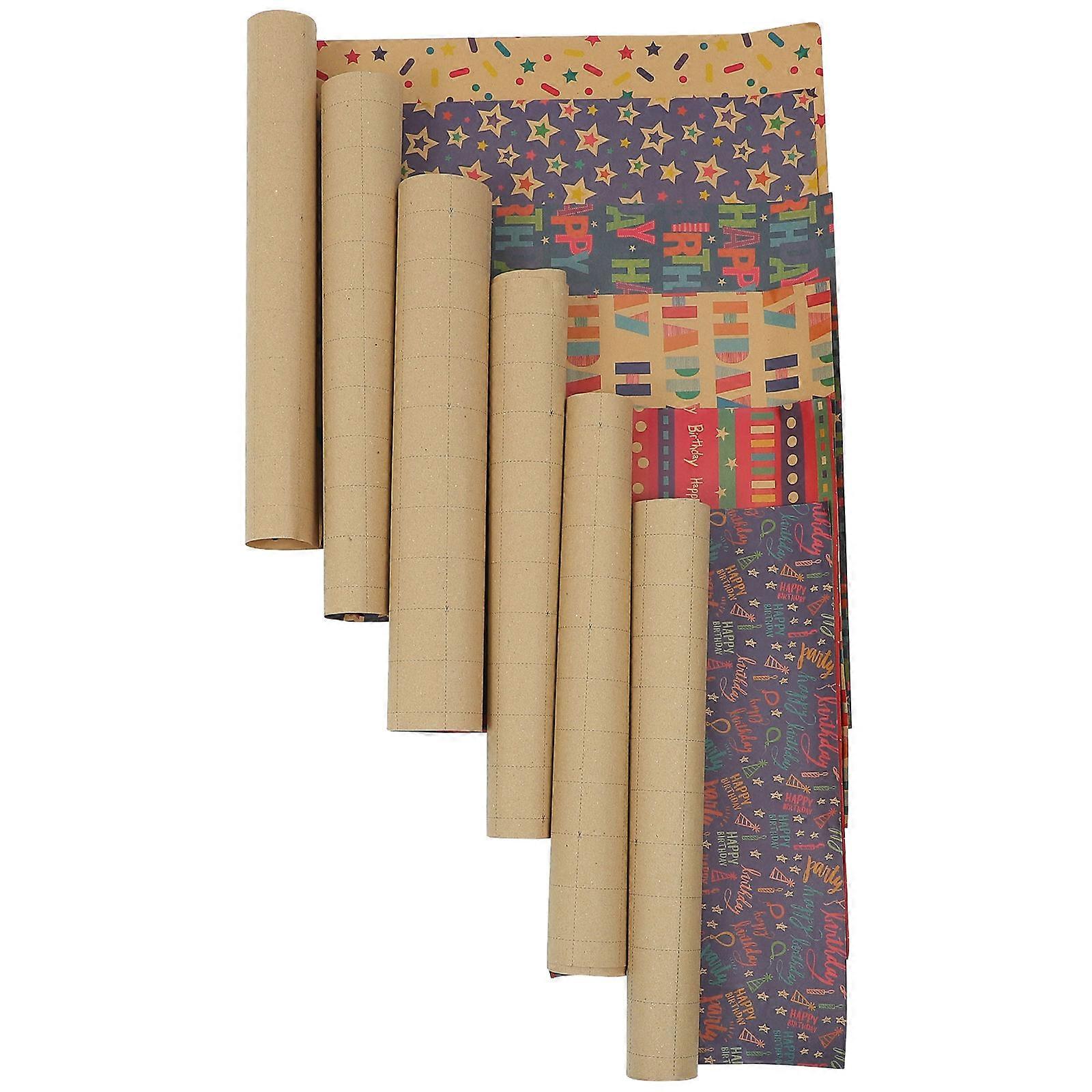 Assorted Color Printing Wrapping Paper for Gift Box Decor 6Pcs Set