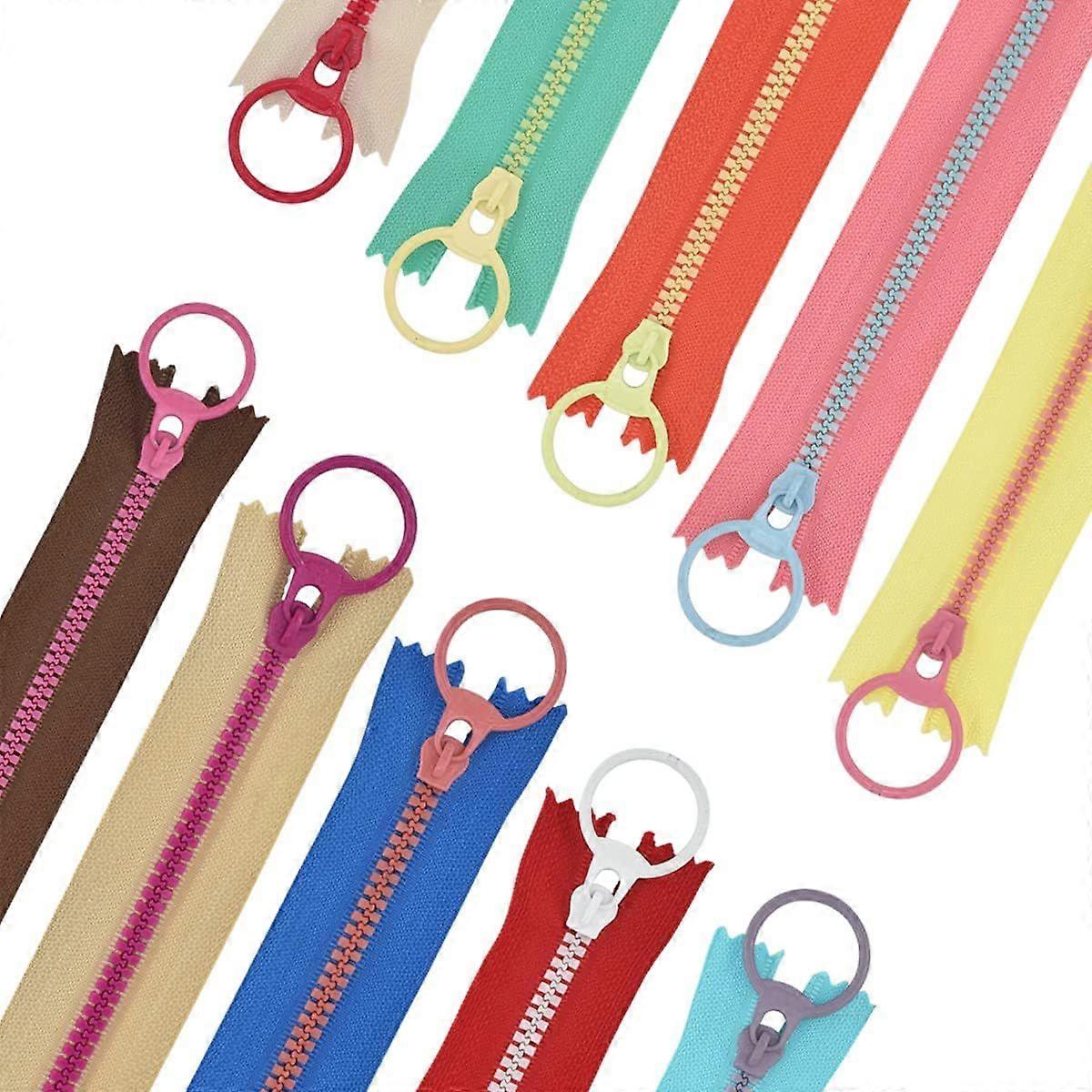 #3 20 Pcs Resin Zippers for Sewing Bulk with Ring Pulls Non Separating Jacket