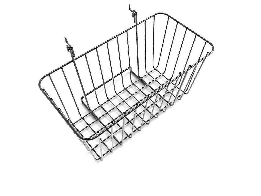 12x6 Black Wire Gridwall Basket for Slatwall Panels, SpaceSaving Open Display Storage