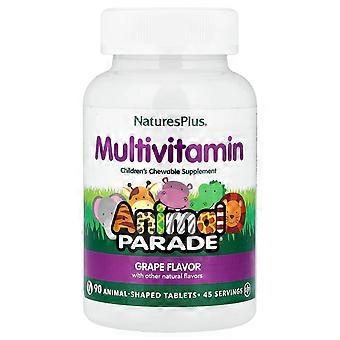 NaturesPlus, Animal Parade, Children's Chewable Multivitamin Supplement, Grape, 90 Animal-Shaped Tablets