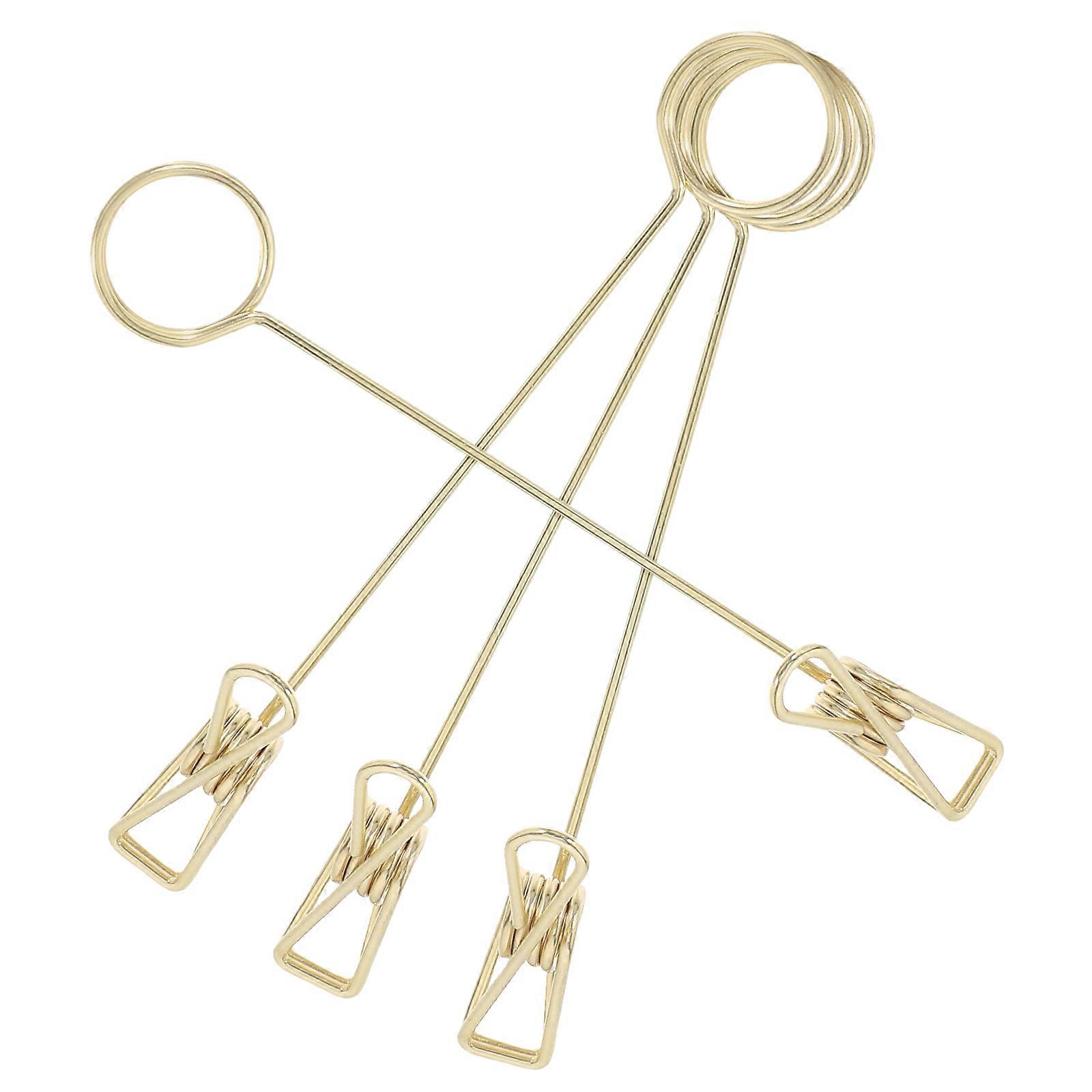 Multi Function Double Headed Card Clips Metal Secure Memo Holder 4Pcs Golden