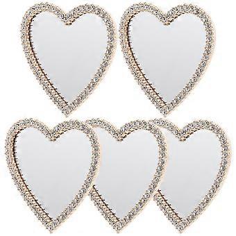 5 Pcs Heart Shaped Travel Handheld Mirror For Girls For Purse Compact And Cute Ideal For Valentines Day Small And Portable Mini Pocket Mirror For Wome