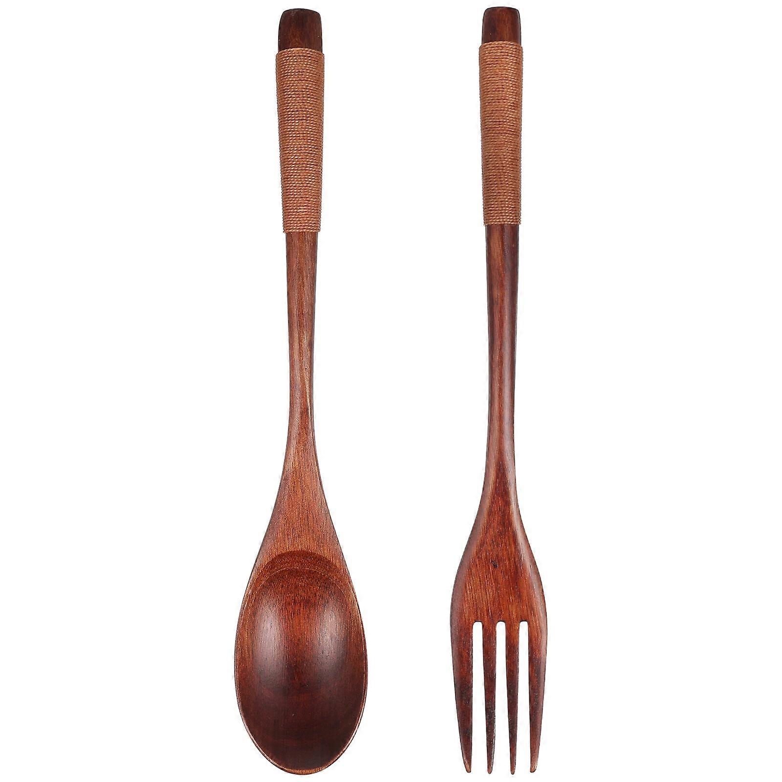 Fork and Spoon Set Wooden Flatware for Daily Use Practical Tableware