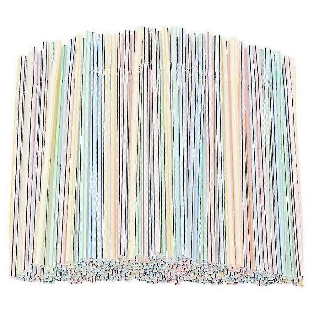 1000 Pcs Disposable Flexible Plastic Straws Multi Colored Striped