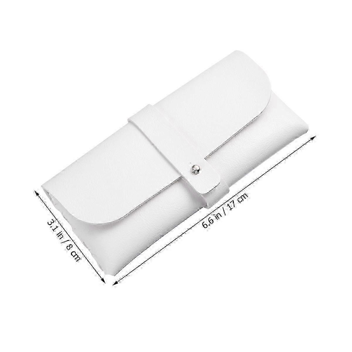 PVC Glasses Case | White Clamshell Storage Bag with Buckle