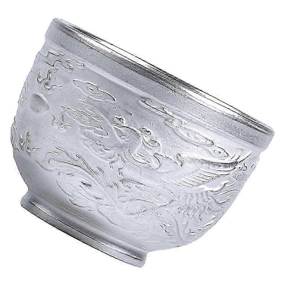 Silver Ceramic Tea Cup for Brewing with Decorative Pattern