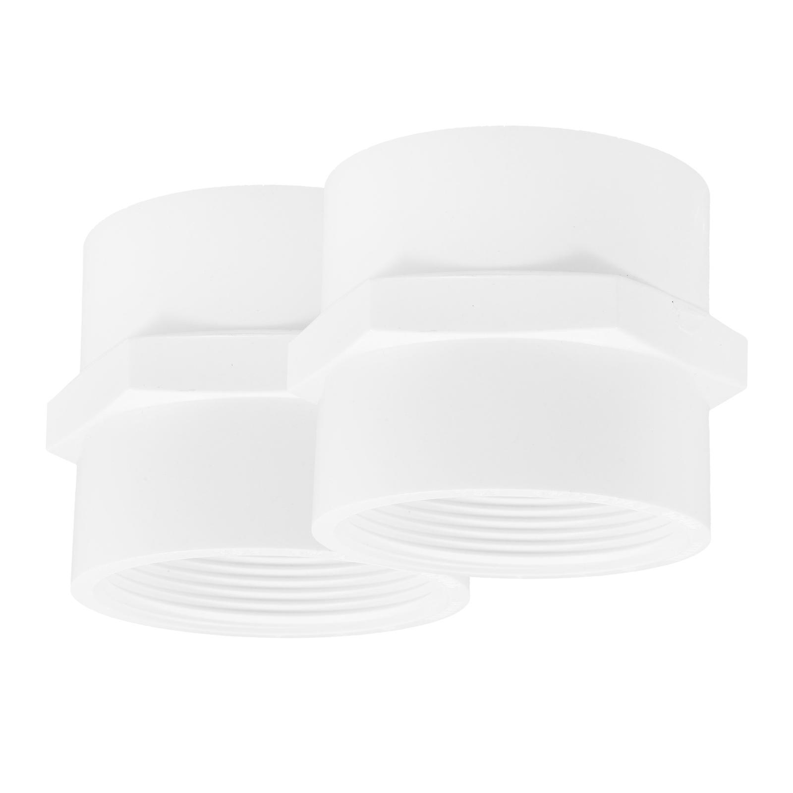 White PVC Inner Thread Connector Pipe Fitting Adapter for 2Pcs Use