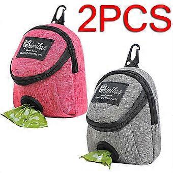 Portable Dog Poop Bag Dispenser Pouch with Metal Carabiner for Leash Attachment, Linen Holder