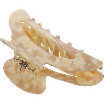 Fermaglio per capelli extra large con motivo marmorizzato beige, in acetato acrilico, ideale per capelli spessi, per acconciature e trucco quotidiani.