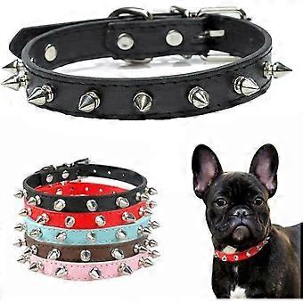 Spiked Dog Collar for Small Dogs, Mushrooms Rivet Soft Pu Leather Spike Stud Studded Cat Collar Adjustable for Mini Tiny Breed Pet Teacup Puppy (S, B