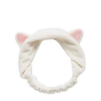 5er-Pack Katzenohr-Haarbänder, leichte, elastische Haarbänder für Damen, ideal zum Schminken, Gesichtwaschen, Spa und Baden, süße Haarbänder in Weiß, Schwarz, Grau, Rosa und Rot