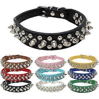 Collier pour chien en cuir à pointes avec boucle réglable, pour les activités quotidiennes, rose, XL (convient aux tours de cou de 46 à 52 cm)