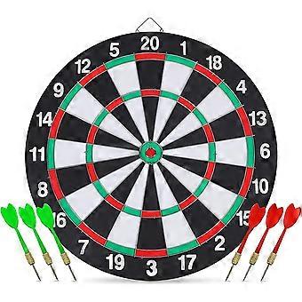 Dart Board Set,double-sided 15 Inch Dartboard Game With 6 Brass-plastic Darts,man Cave Stuff For Adults,bars,arcades,billiard Rooms,family Leisure Spo