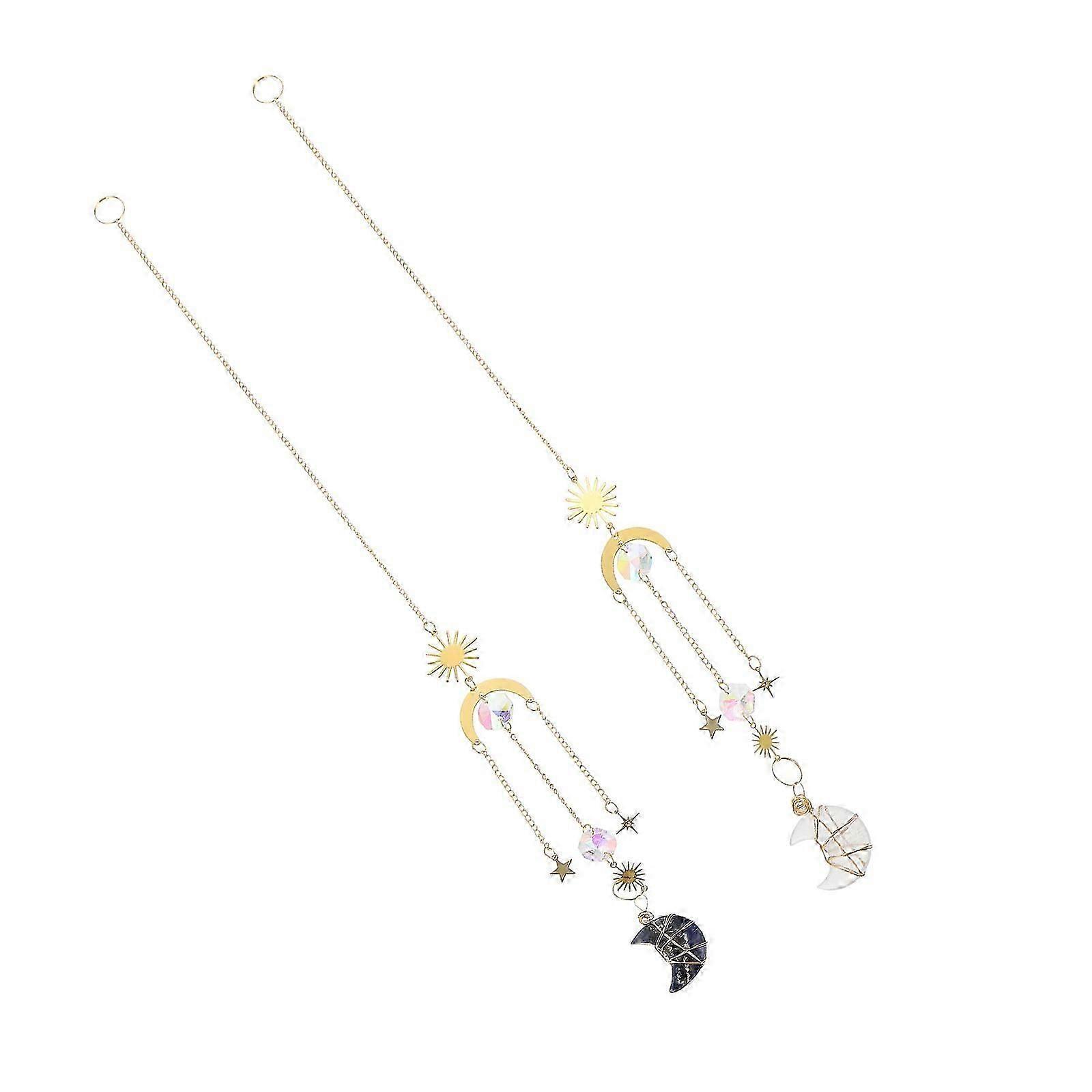 Crystal Pendant Moon Ceiling Fan Pull Chain for Decor 2Pcs Elegant Light Accessory