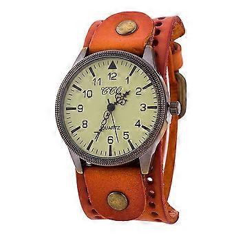 Reloj de mujer de cuero estilo vintage, reloj de pulsera de cuarzo para hombre y mujer en liquidación.