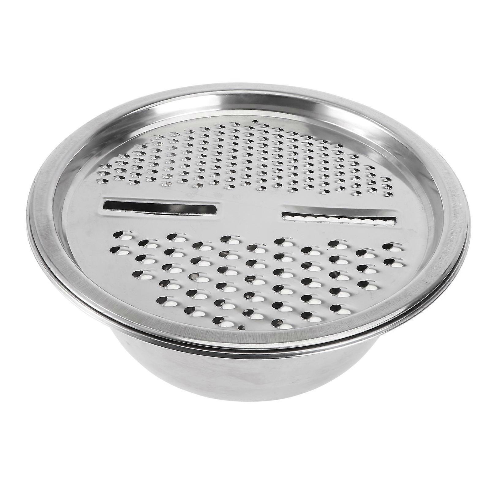 2Pcs 1Set Rustless Chopping Tool Grater for Home (Basin+Grater Tray, Silver) Silver