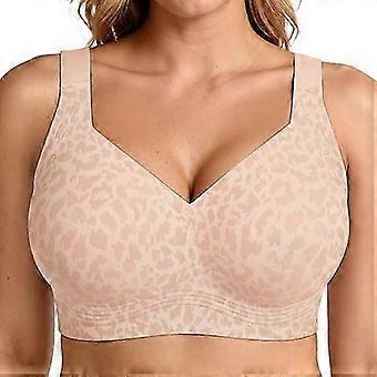 Leopard Print Seamless Jelly Bras No Underwire Push Up Wireless Bra Seamless Lift Bras Full Coverage Brassiere Plus Size,S-4XL