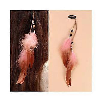 Feather Hair Clips for Women Bohemian Style Pink 12pcs Lightweight Festival Wedding Accessory