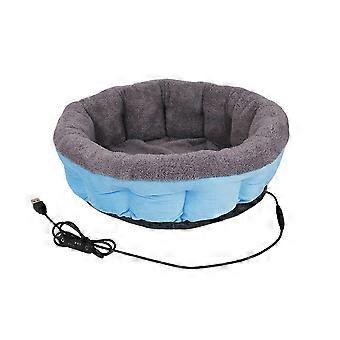 USB Heated Pet Bed Indoor Electric Cat Bed Temp Adjustable with 3-Timers Removable Washable Cushion Anti-Bite Cable A