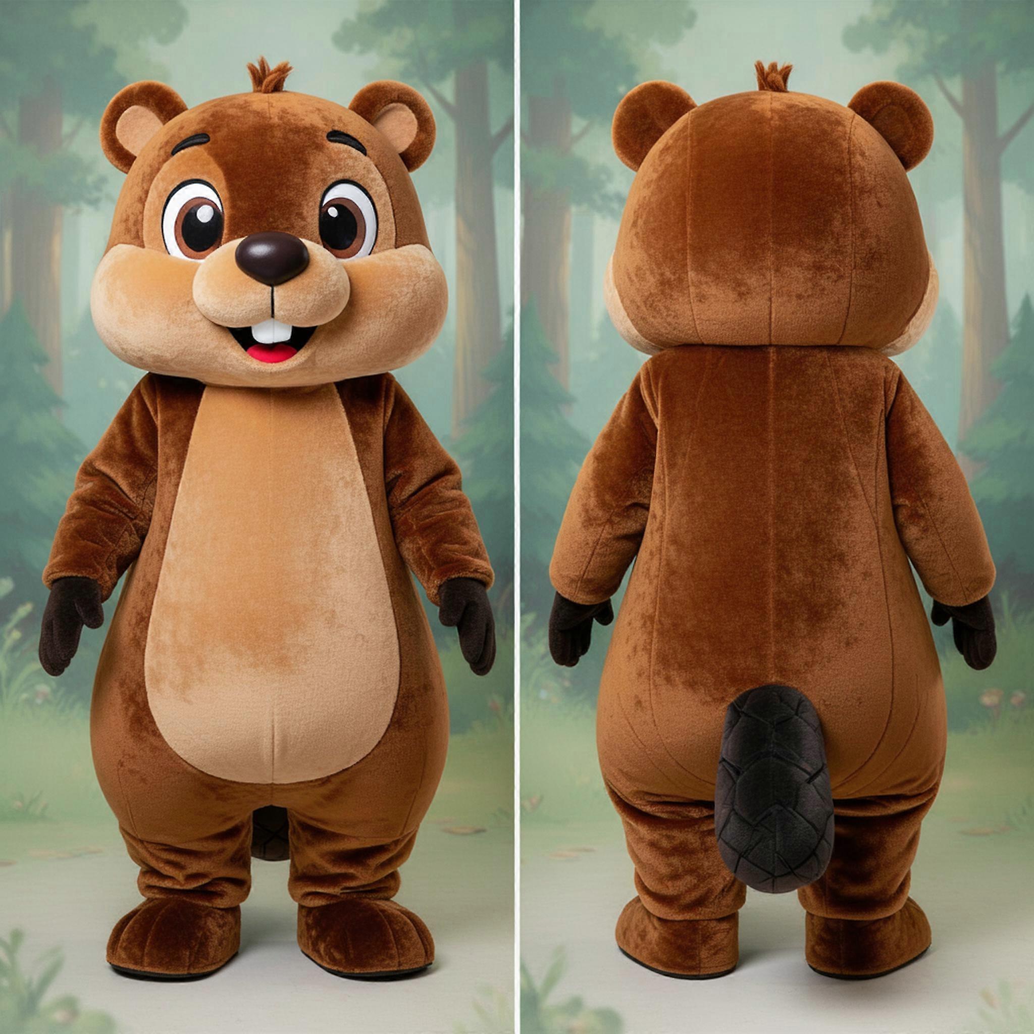 MASTICOT Deep Brown Smiling Beaver Mascot