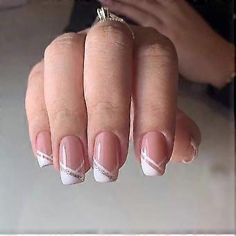 24pcs Shiny False Nails Full Cover False Nails Press On Nails For Women Girls