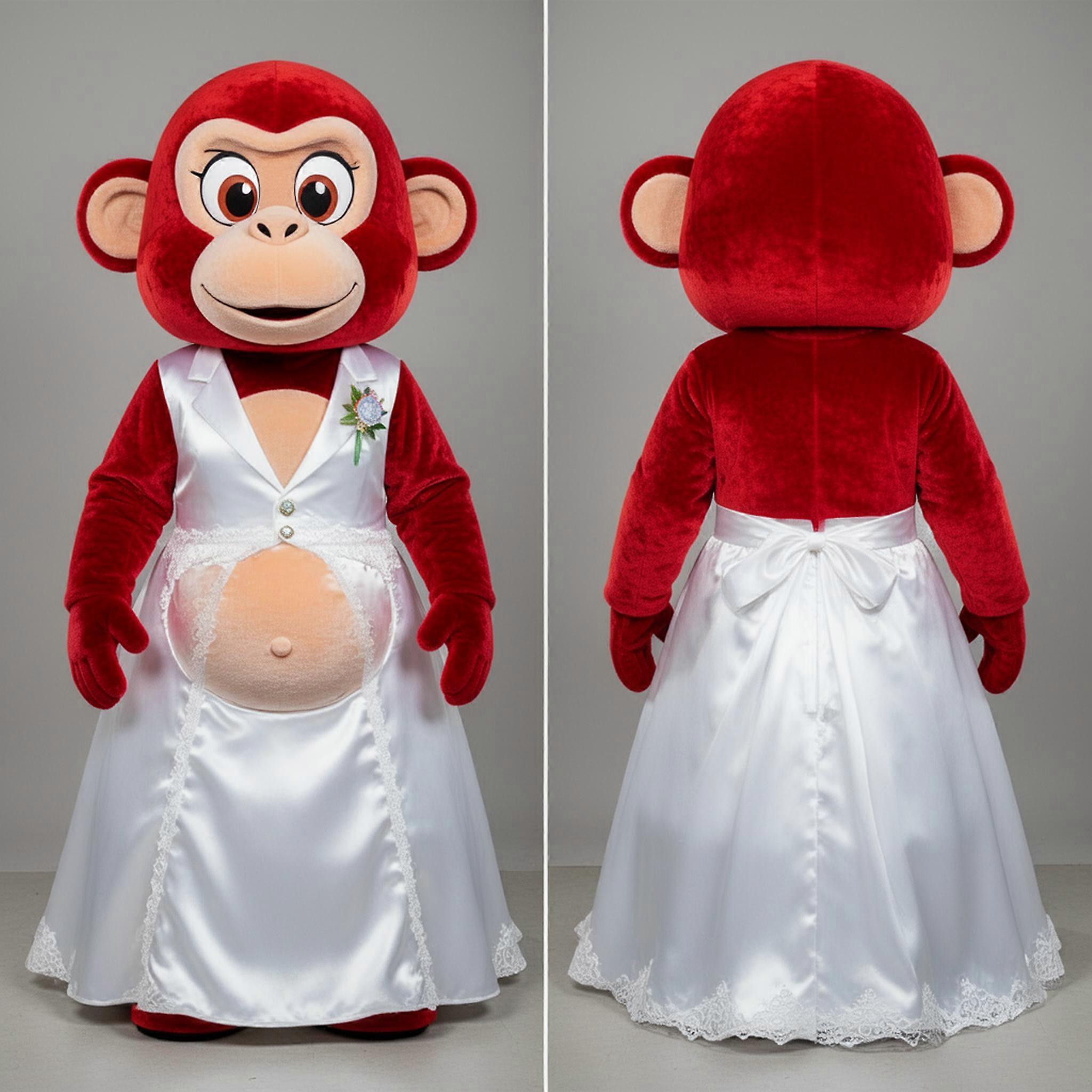 MASTICOT Velvety Red Cartoon Baboon Mascot