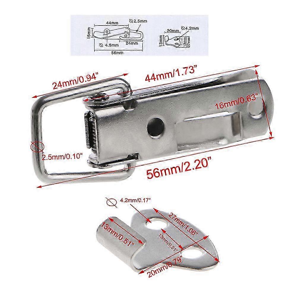 Silver 4 Pcs Hardware Cabinet Boxes Spring Loaded for Latch Catch Toggle Hasp