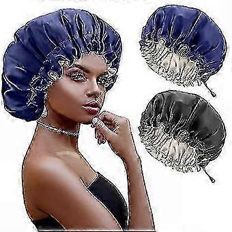 Satin Bonnet, 2PCS, 2026-Sj Silk Sleeping Cap for Curly Hair, Night Head Cover for Black Women