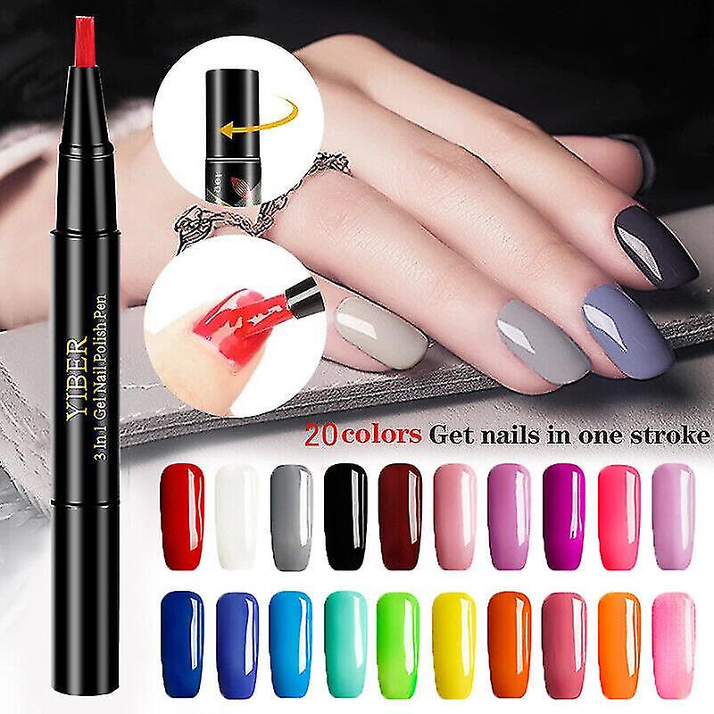 3 In 1 Gel Polish Nail Pen One Step Gel Varnish Hybrid Base Coat Special Pencil