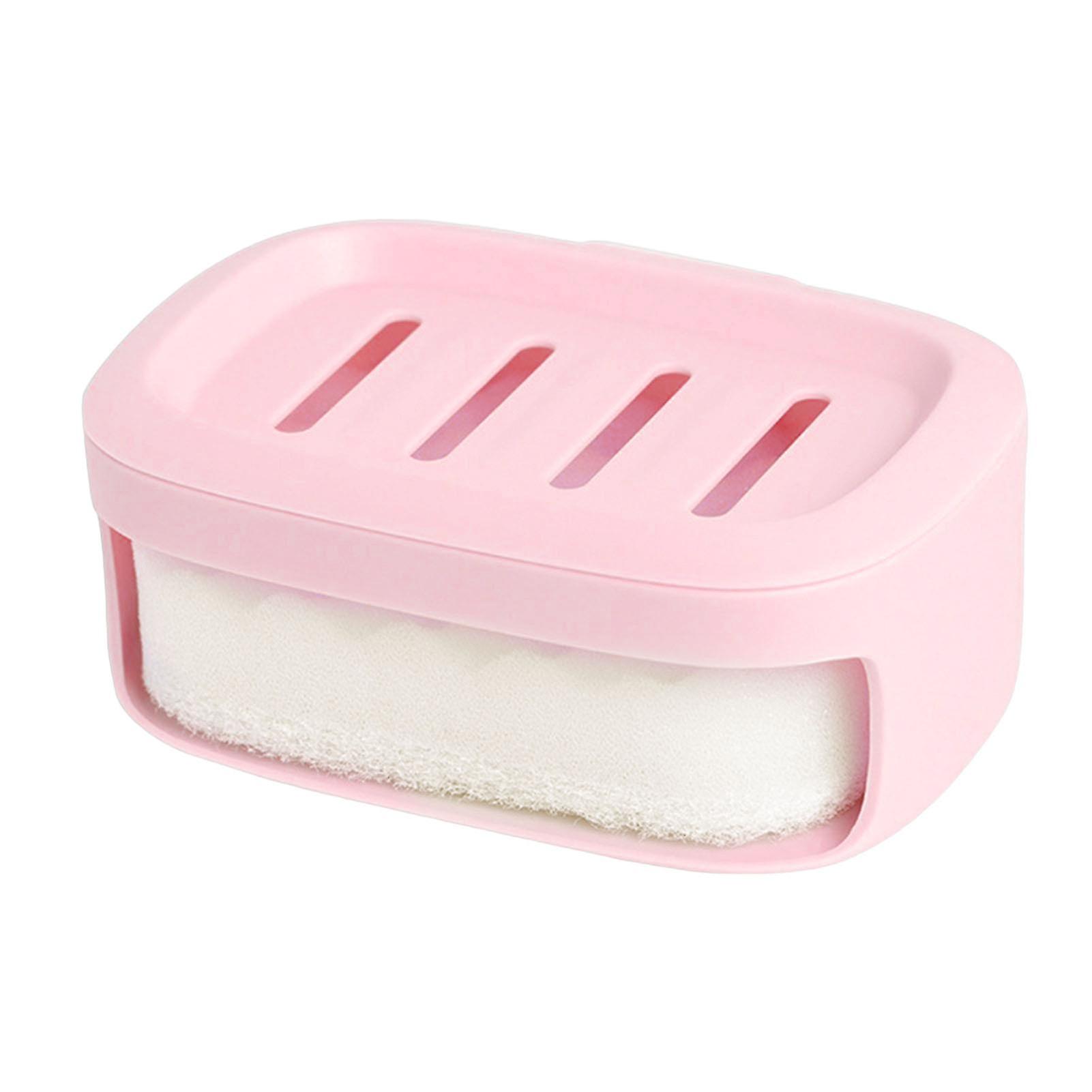 Soaps Dish Containers Reusable Self-adhesive Wall Soaps Dish For Bathroom，Pink