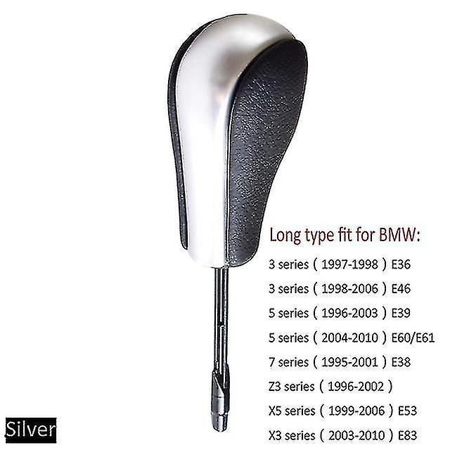 Automatic At Short Long Gear Stick Car Shift Gear Knob For Bmw E81 E82 E87 E90 E91 E92 E93 E36 E38 E39 E46 Z4 Z3 E53 E60 X5 X3-matt Silver-long