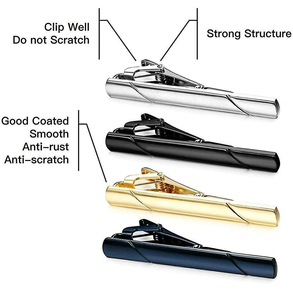6 Pcs Tie Clips For Men Tie Bar Clip Set For Regular Ties Necktie
