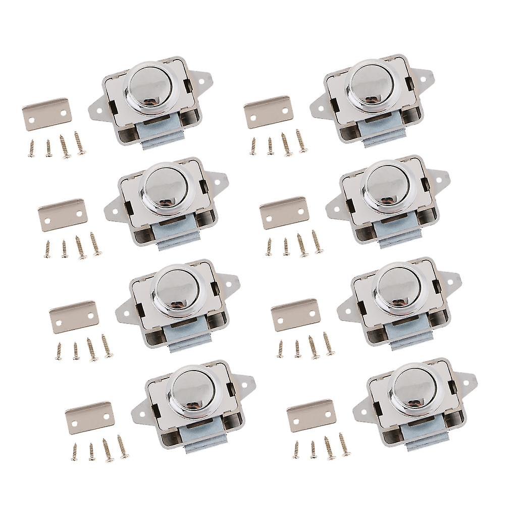 8x Heavy-duty Push Button Lock RV Boat Drawer Cupboard Home Cabinet Sliver