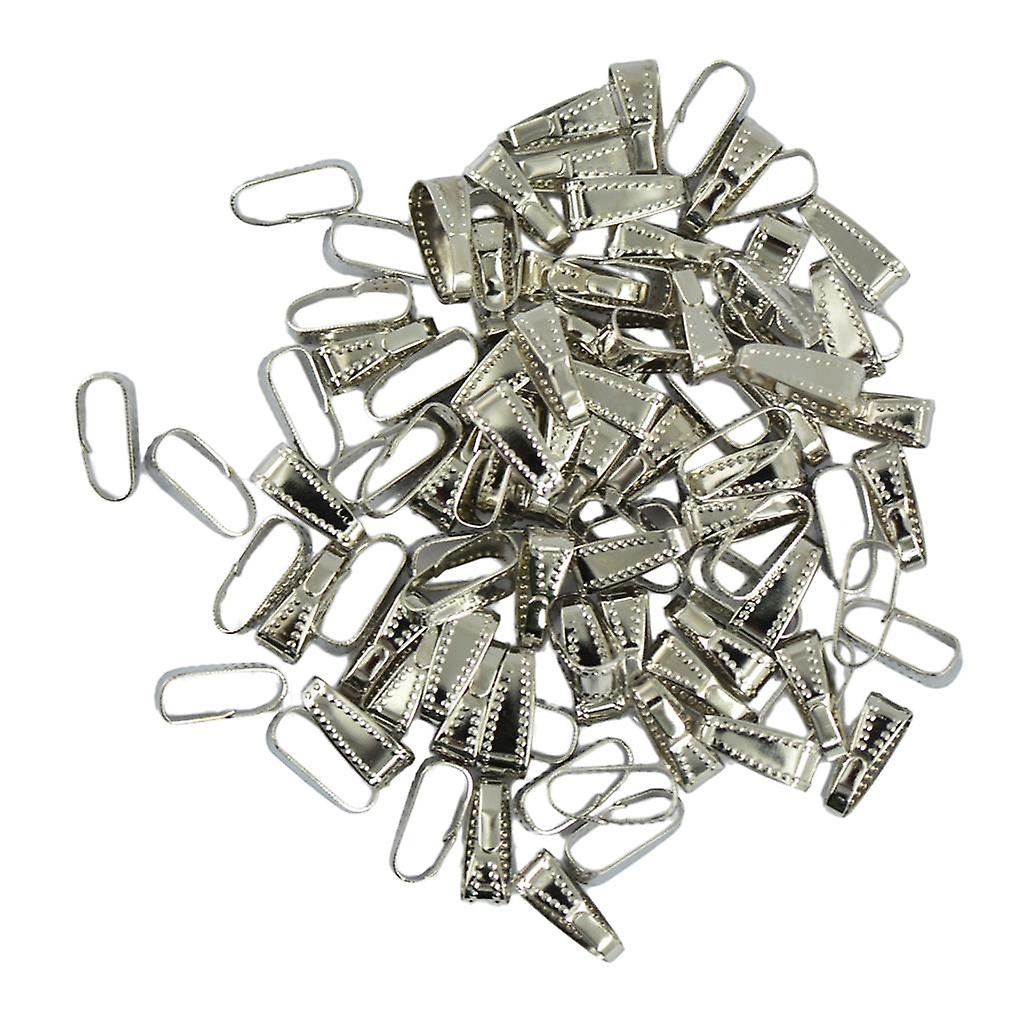 100x Dot Pattern Brass Spring Bail Connector Clasps DIY Jewelry Silver 11 mm