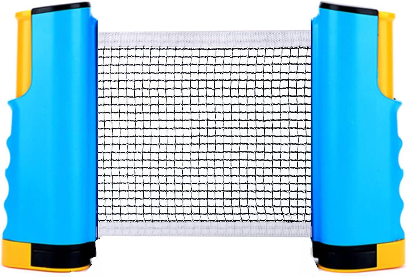 Filet de ping-pong rétractable AURA, support de filet de tennis de table portable, parfait pour table de ping-pong, bureau, table à manger (bleu-jaune)