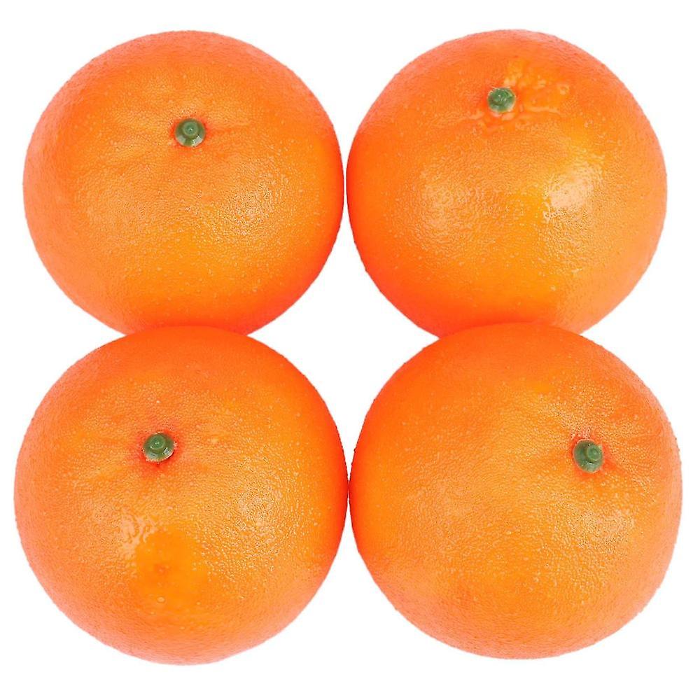 4 Pcs Soft Plastic Simulation Orange Fruit Home Decoration Burgundy