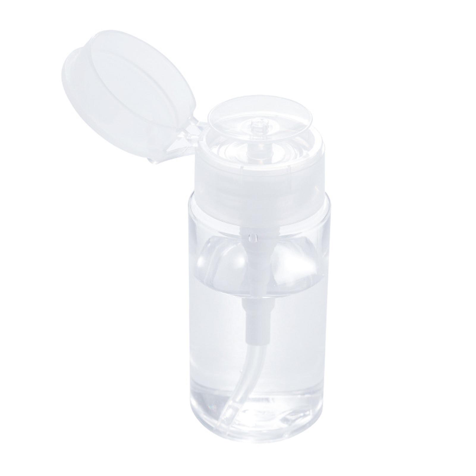 Push Down Pump Dispenser Bottle Empty Plastic Lockable Pumping Bottle Container With Flip Cap For Nail Polish And Makeup Remover