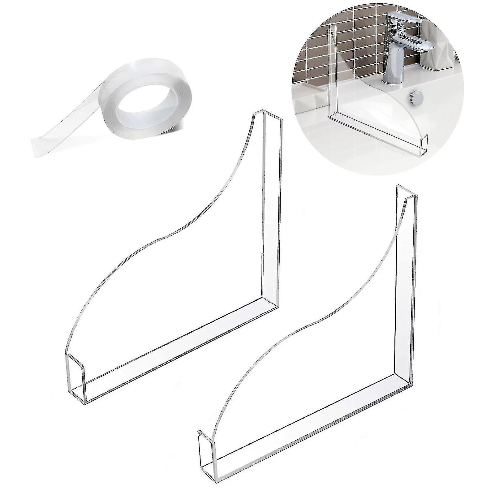 2pcs Bathtub Shower Splash Guard, Splash Guards For Bathroom Bath Tub Corner With Double-sided Tape, Clear Bathtub Splash