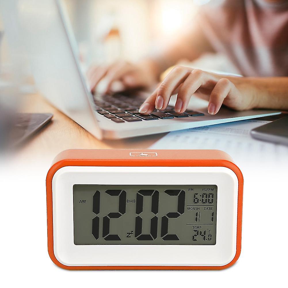 Multifunctional Exquisite Digital Electronic Alarm Clock with Temperature Display (Orange)
