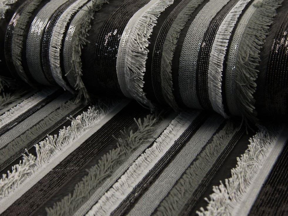 1.15m Sequin Mesh Fabric  Black - per metre