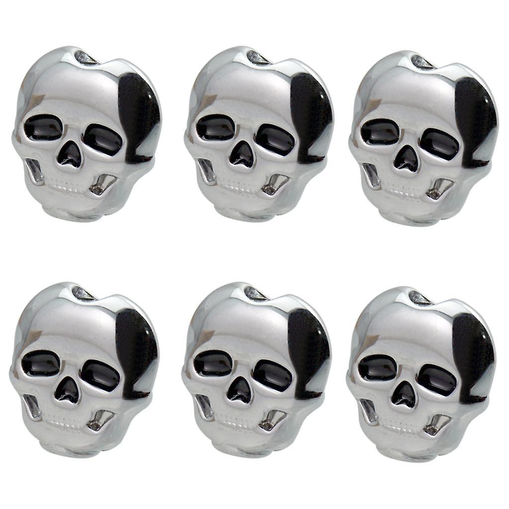 6 Pieces Skull Shape Buttons Folk Guitar Tuning Peg Head Tuner Button Black