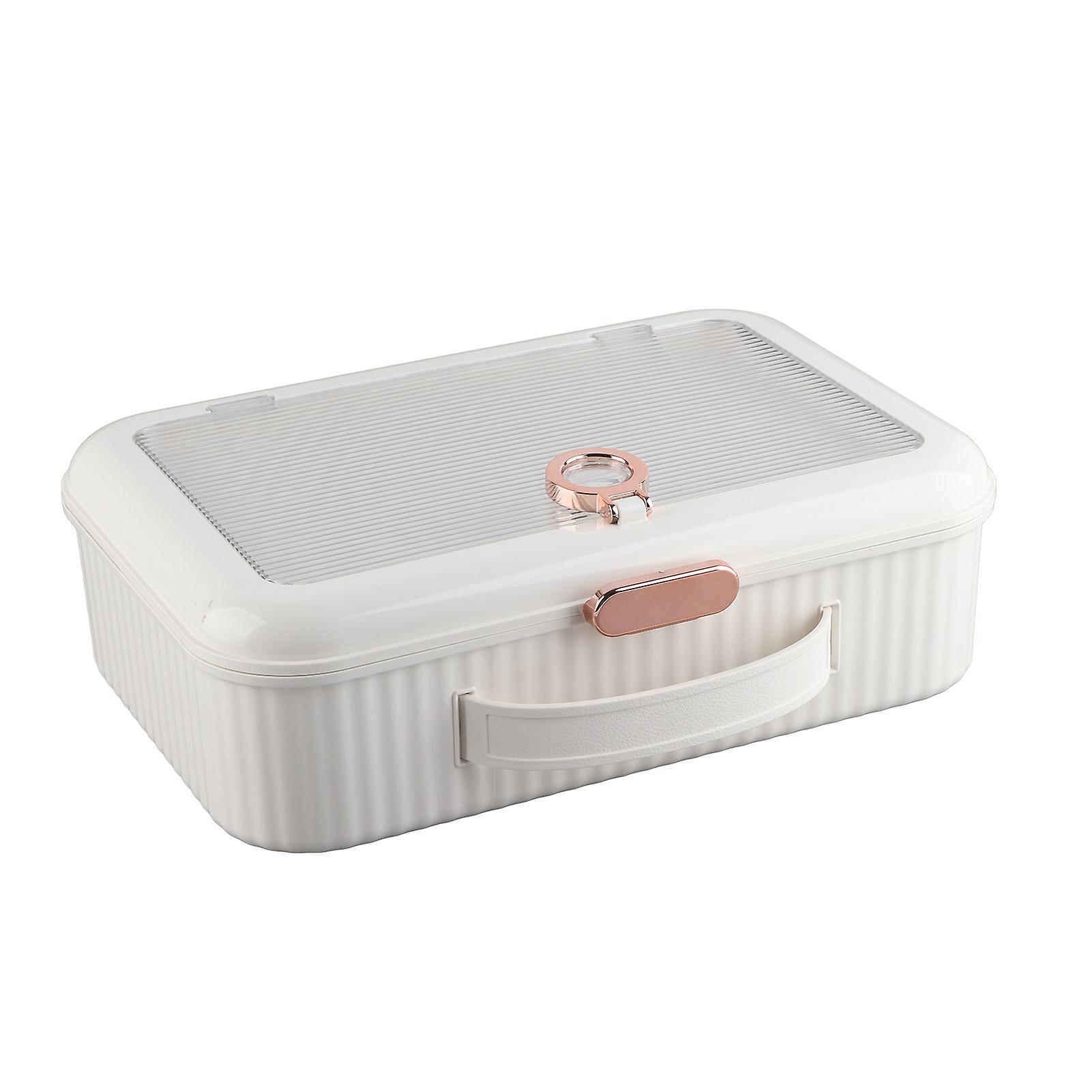 Multifunctional Document Storage Box Large Capacity Two Layer Liner Home Certificate Organizer White
